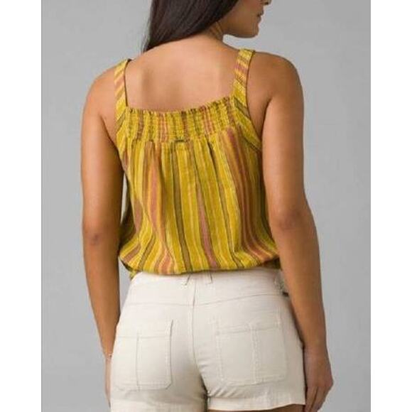 prAna Tank Top Womens X-Small Cami Smocked Boho Summer Cottagecore Shirt NWT - Picture 2 of 8